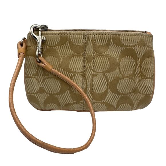 COACH Tan Signature Canvas Wristlet - Picture 3 of 7